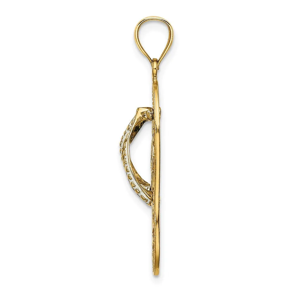 14K Enamel Palm Tree Beach Scene Flip-Flop Charm