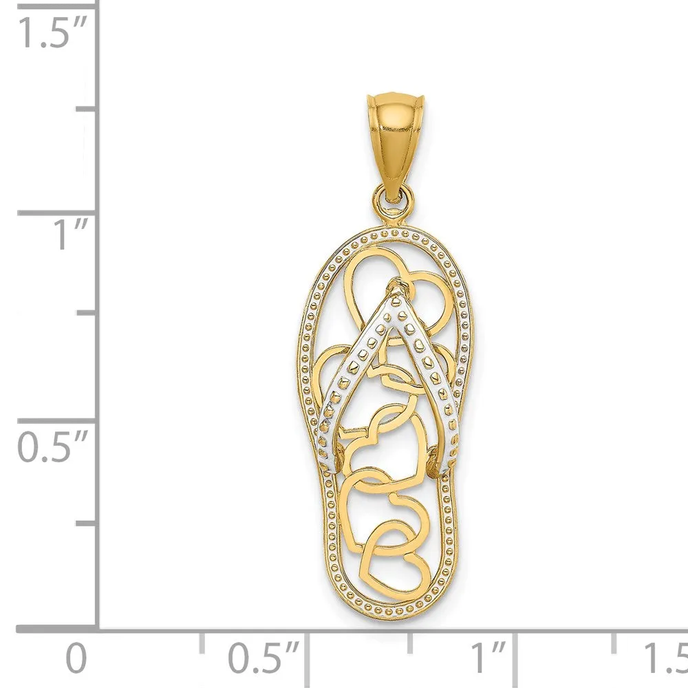 14K Multi Heart Flip-Flop w/ White Enamel Charm