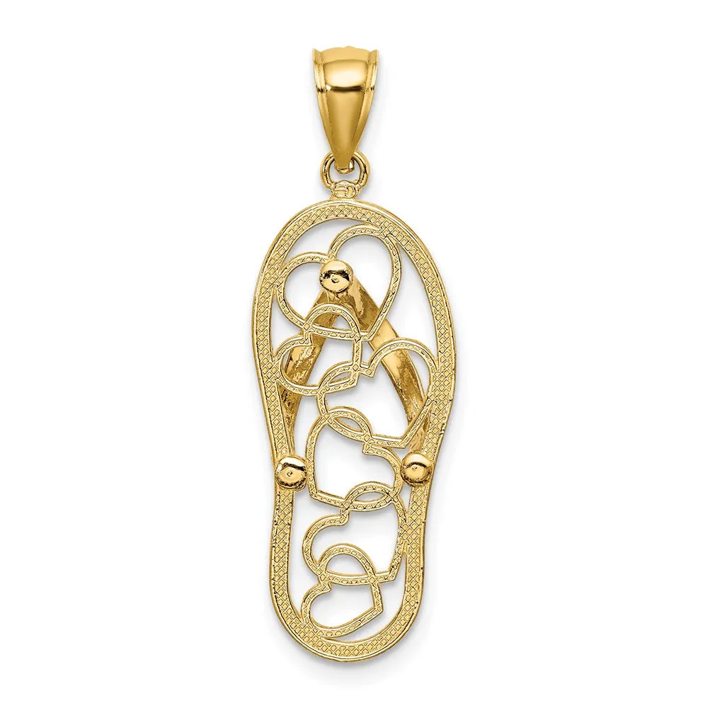 14K Multi Heart Flip-Flop w/ White Enamel Charm