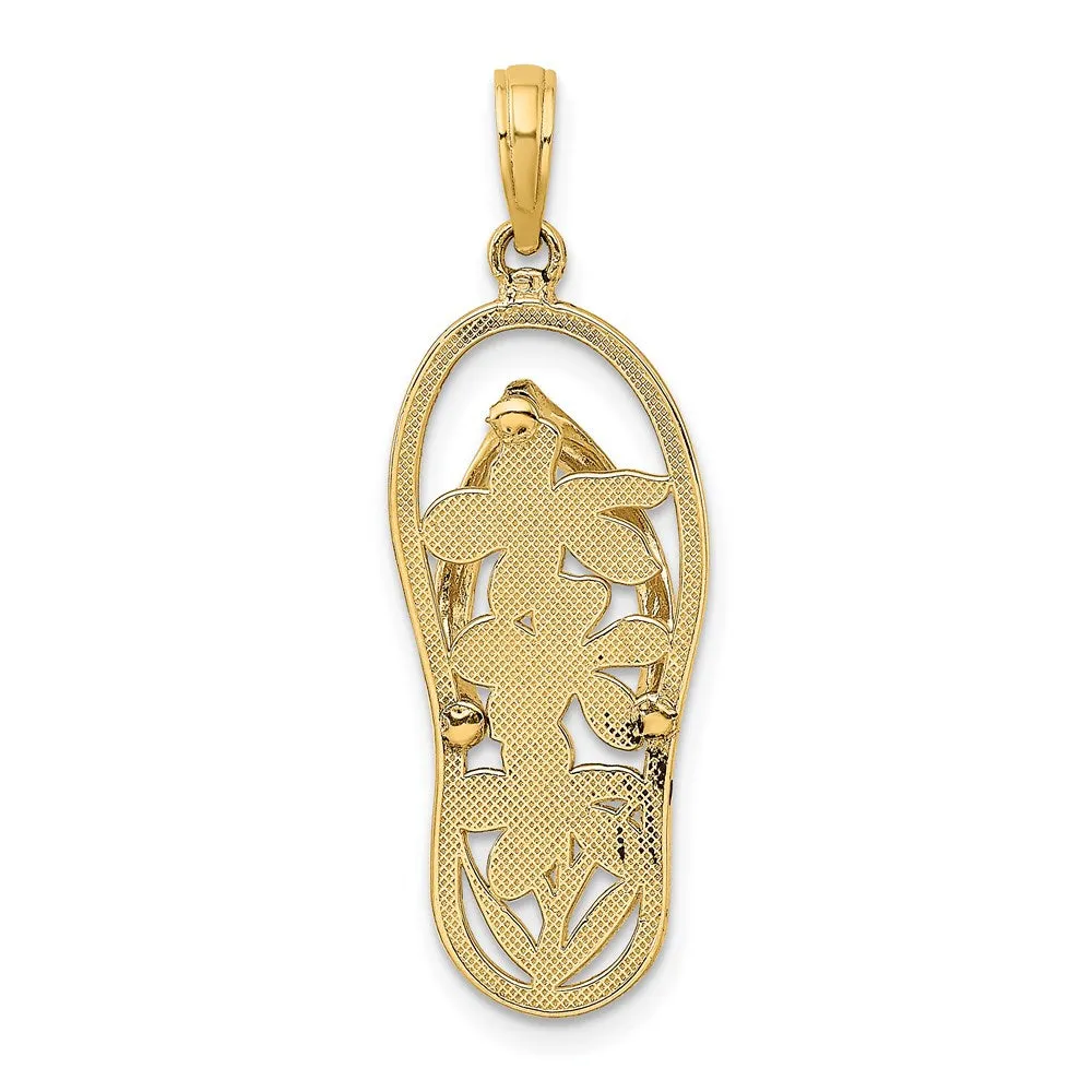 14K Polished Multi Flower Flip-Flop Charm