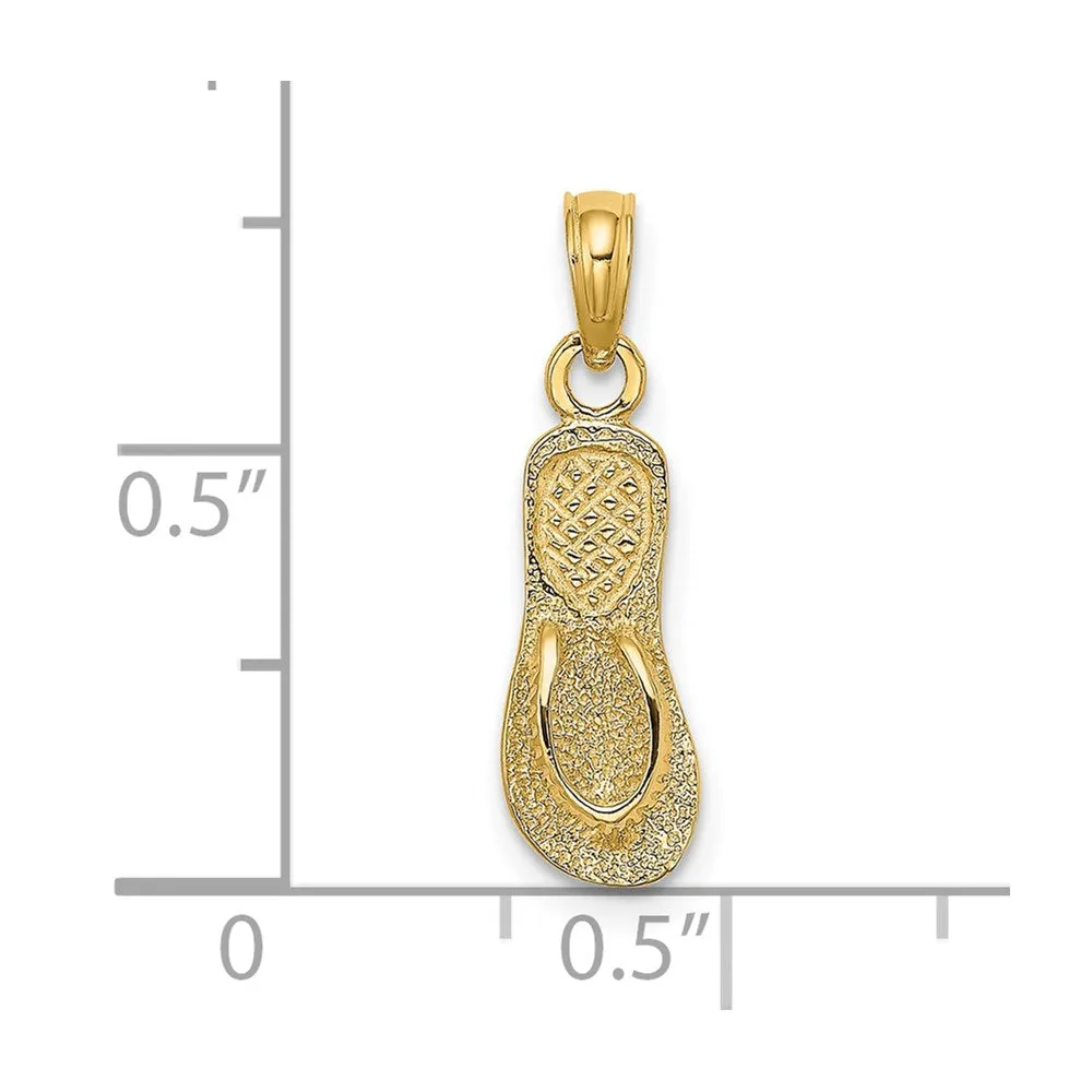 14K Textured Straps Single Flip-Flop Charm