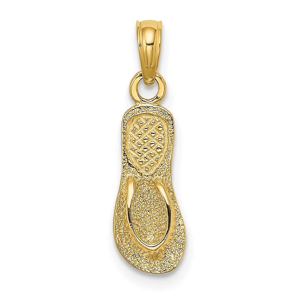 14K Textured Straps Single Flip-Flop Charm