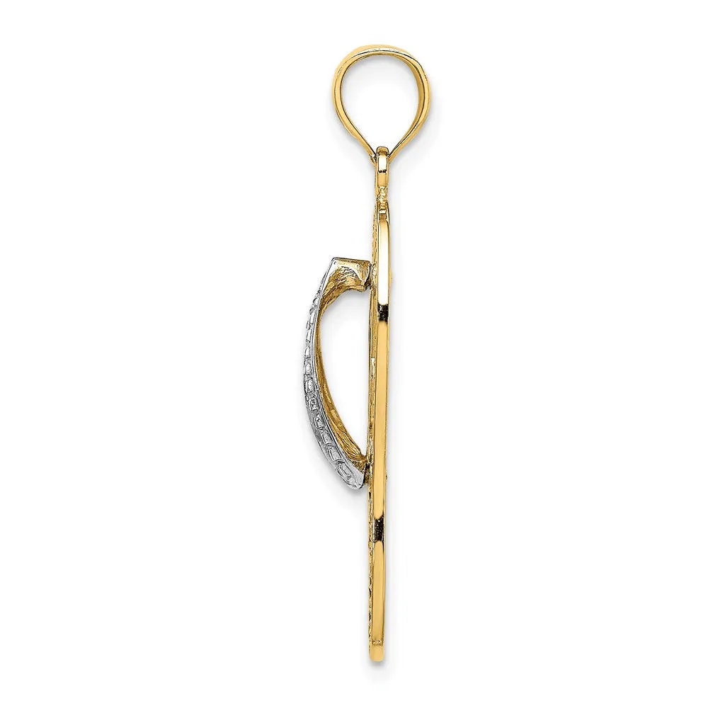14K W/ Rhodium Dolphin In Flip Flop Charm