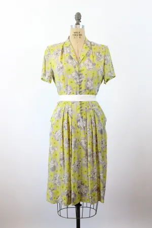 1940s BALLERINA rayon novelty print dress medium | new spring summer