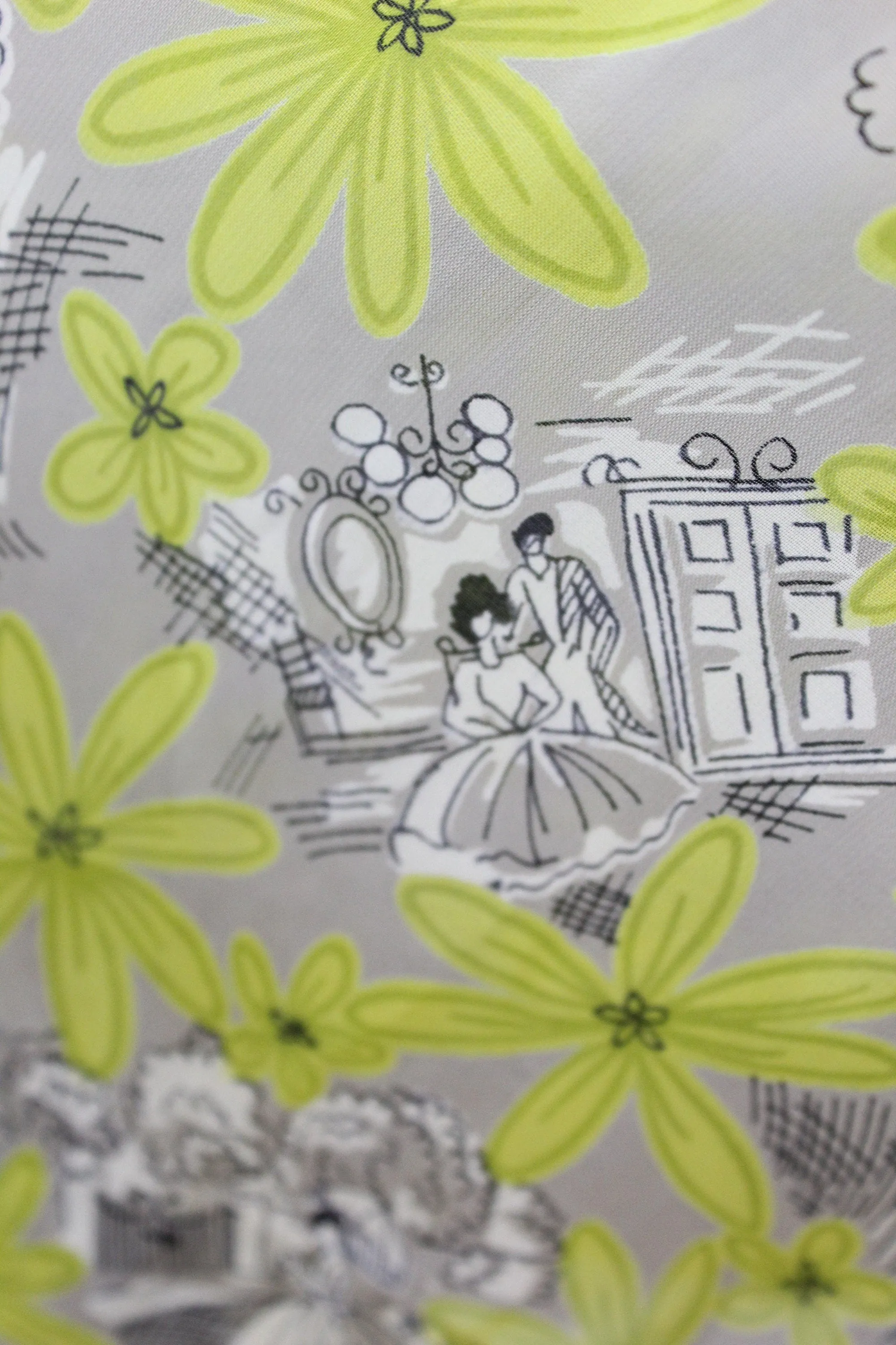 1940s BALLERINA rayon novelty print dress medium | new spring summer