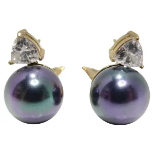 1980s Iridescent Pearl Rhinestone Earrings