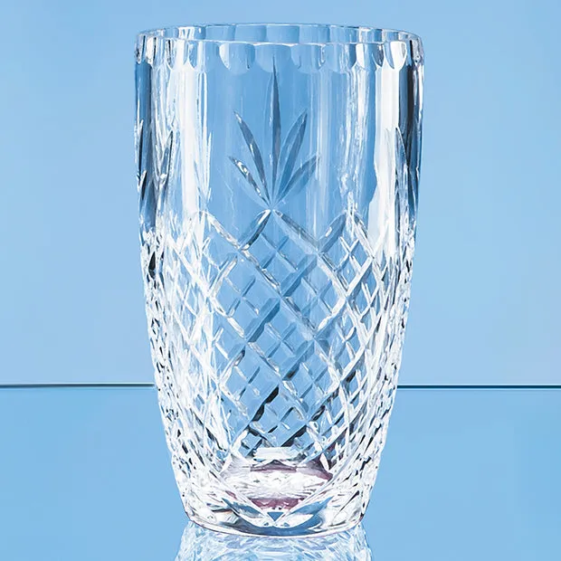 23cm Lead Crystal Panelled Barrel Vase
