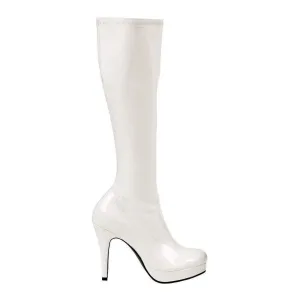 421-GROOVE Knee Boot  | White Patent