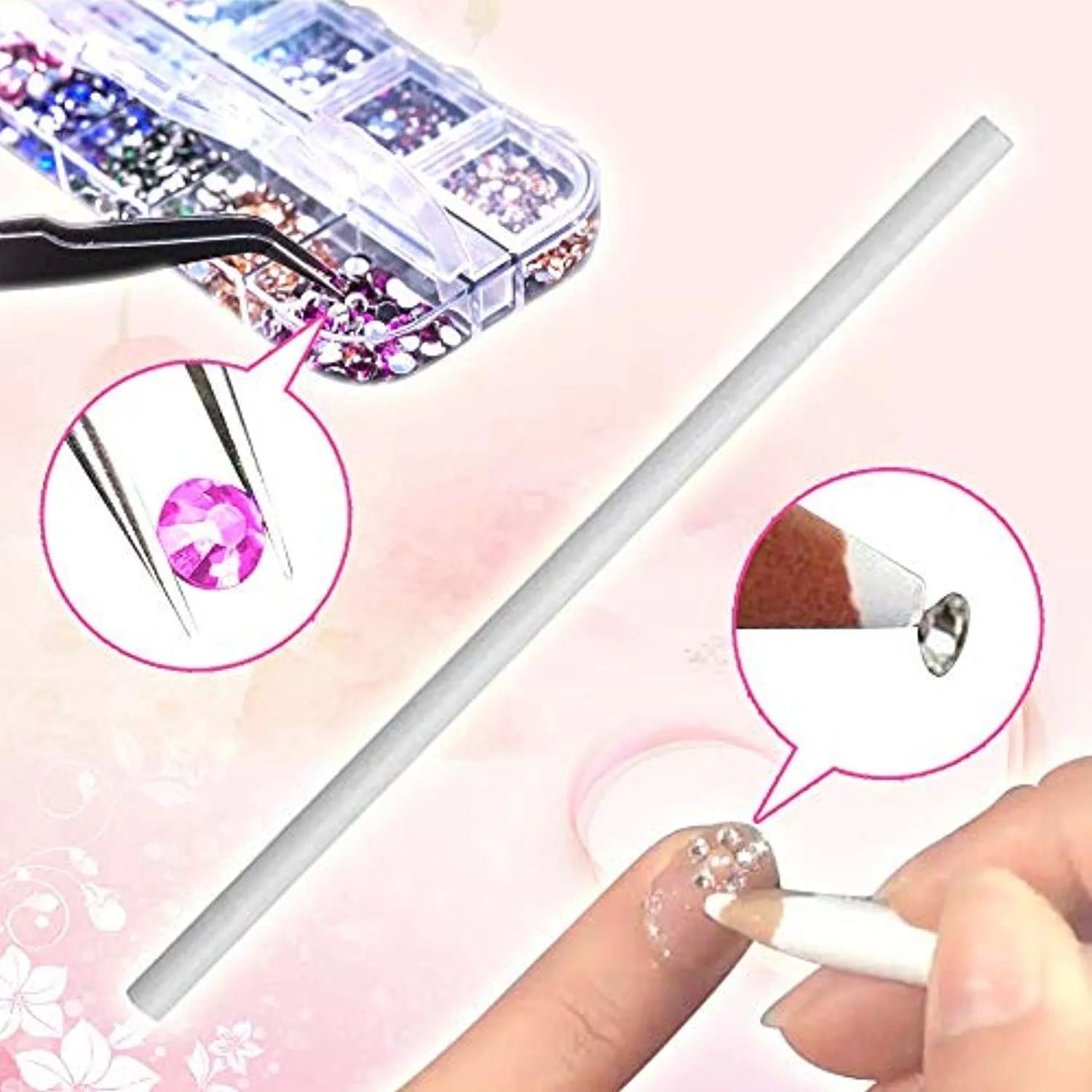 6400pcs Nail Art Rhinestones Nail Crystal Gems Nail Diamonds, Gold Silver Nail Art Studs Colorful Nail Sequins & Rhinestones for Nails Kit with Tweezers and Wax Pen for Nail Art Supplies Accessories