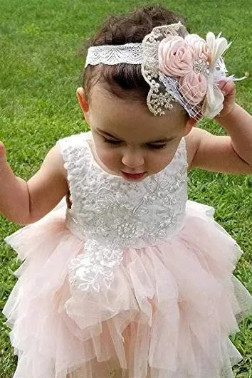 A-line Knee length Tulle Flower Girl Dress with Lace Party Dress OHR021