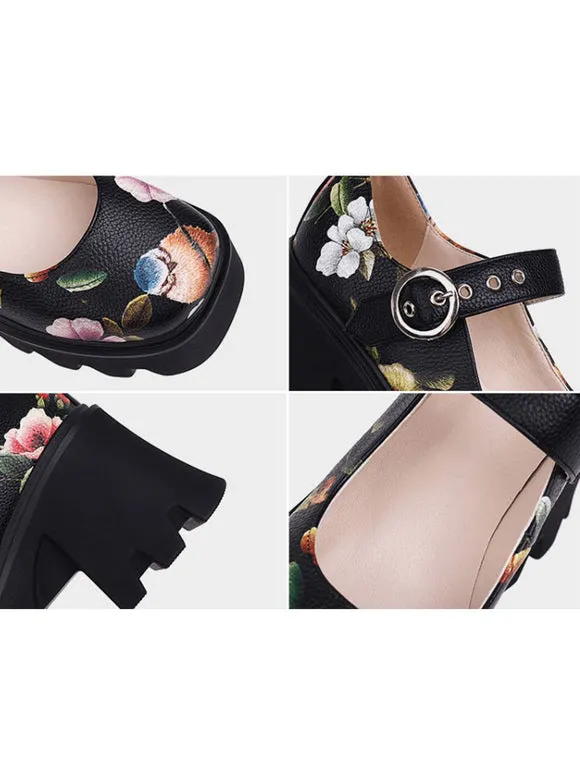 Academic Lolita Footwear Red Round Toe PU Leather Lolita Shoes