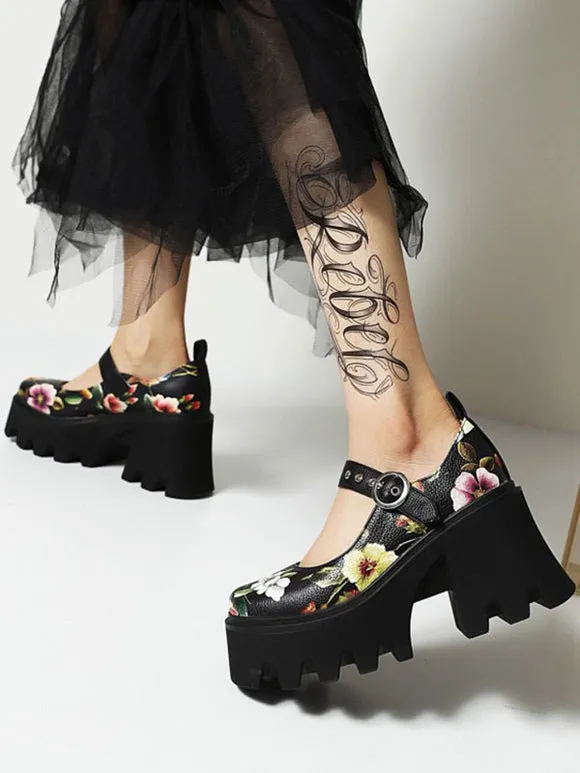 Academic Lolita Footwear Red Round Toe PU Leather Lolita Shoes