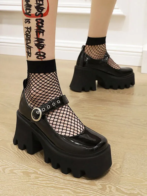 Academic Lolita Footwear Red Round Toe PU Leather Lolita Shoes