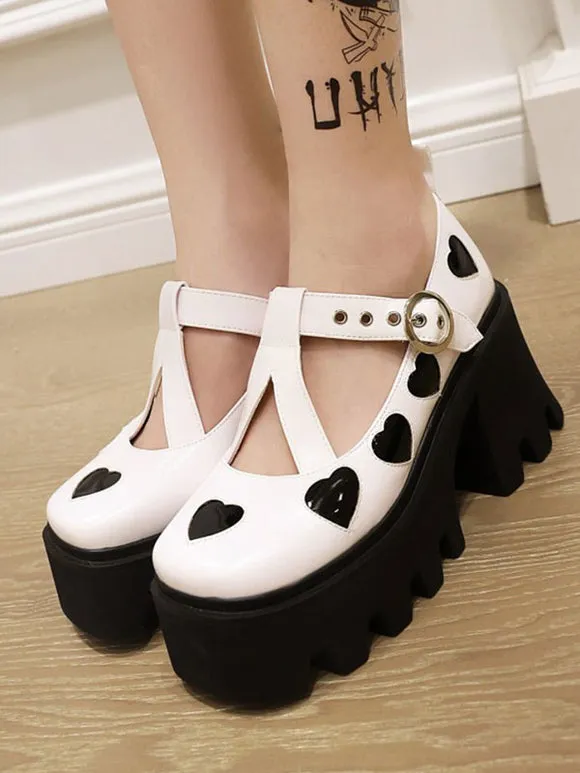 Academic Lolita Footwear White Round Toe PU Leather Lolita Shoes