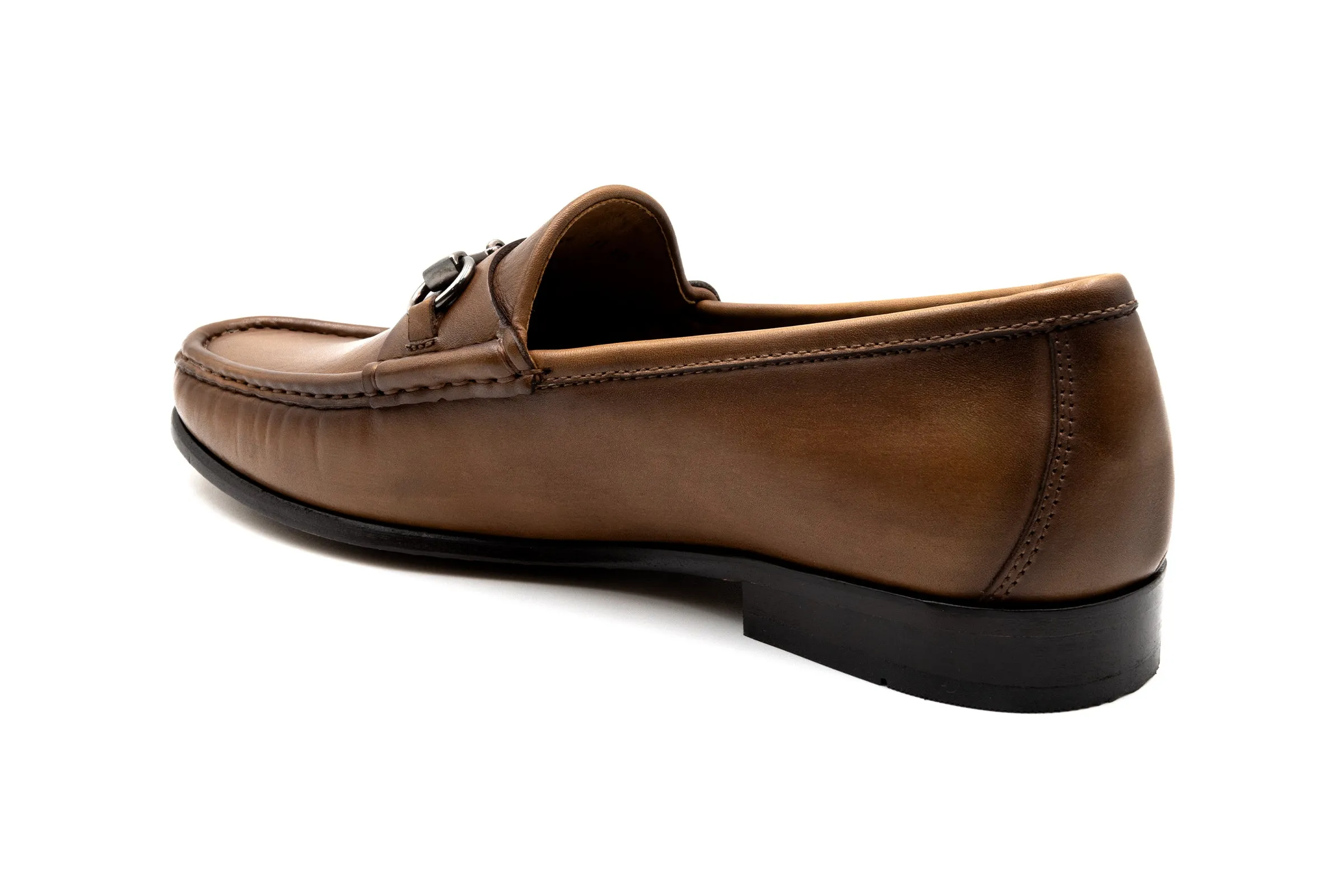 Addison Calf Leather Horse Bit Loafer in Brandy