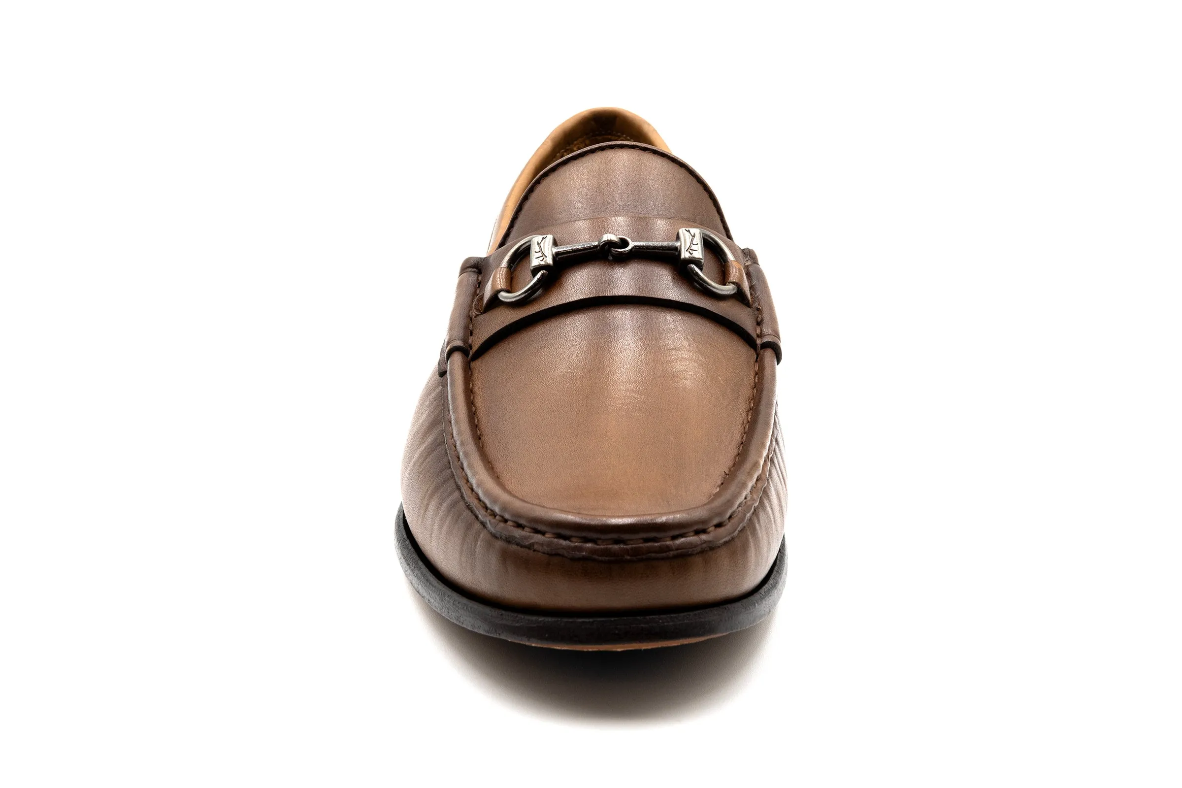 Addison Calf Leather Horse Bit Loafer in Brandy