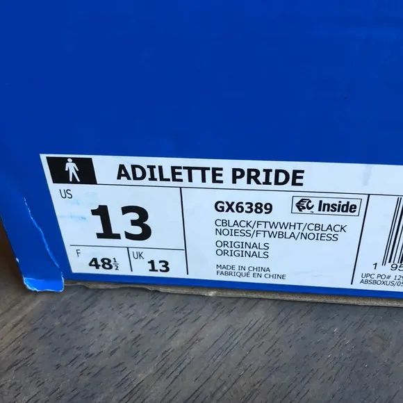 Adidas Adilette Pride “LOVE UNITES” black rainbow colors slides sandals mens 13