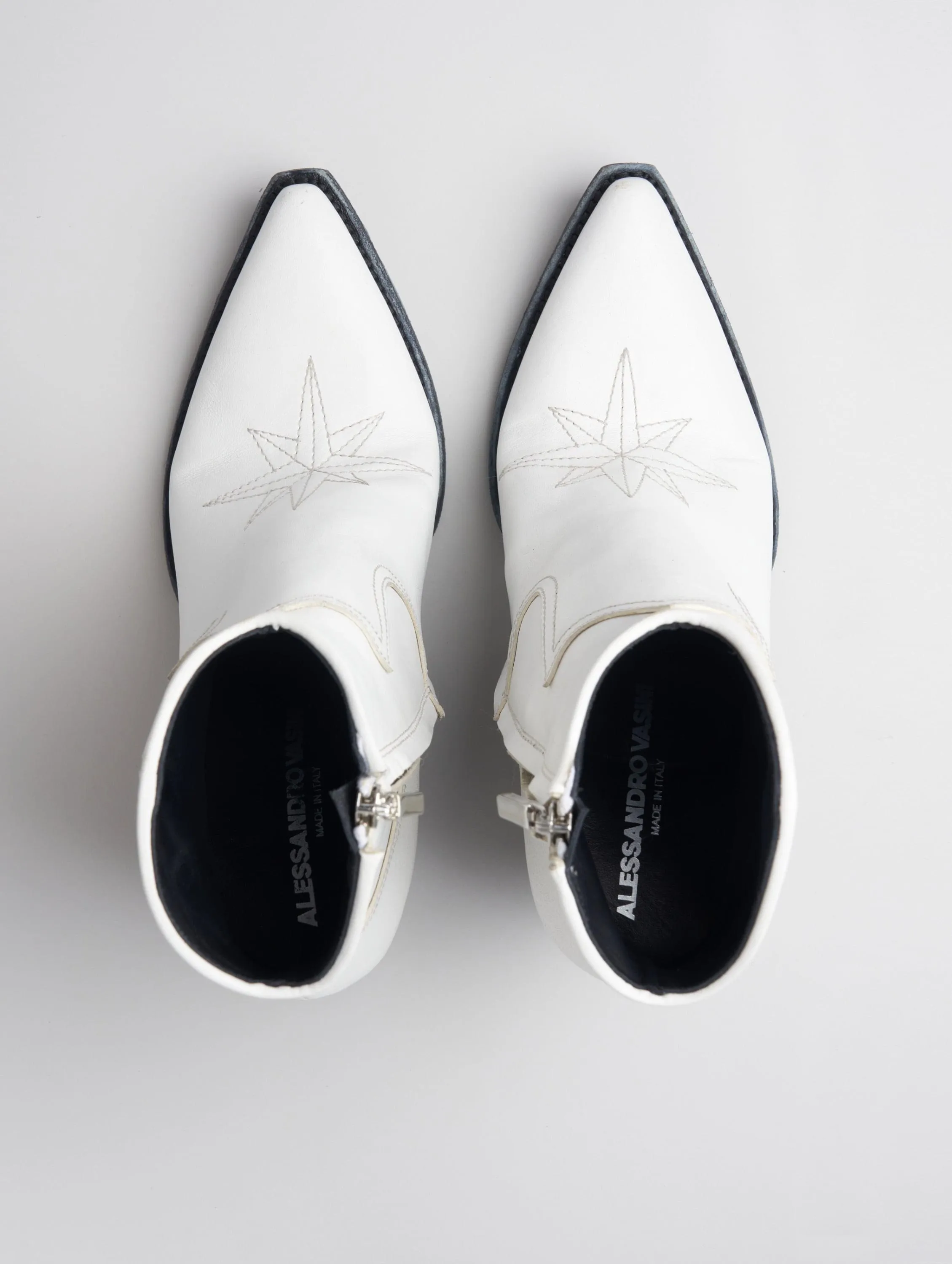 ALISON 80MM ANKLE BOOT IN DISTRESSED WHITE VACCHETTA LEATHER - Woman