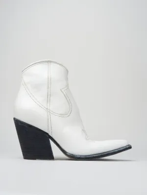 ALISON 80MM ANKLE BOOT IN DISTRESSED WHITE VACCHETTA LEATHER - Woman
