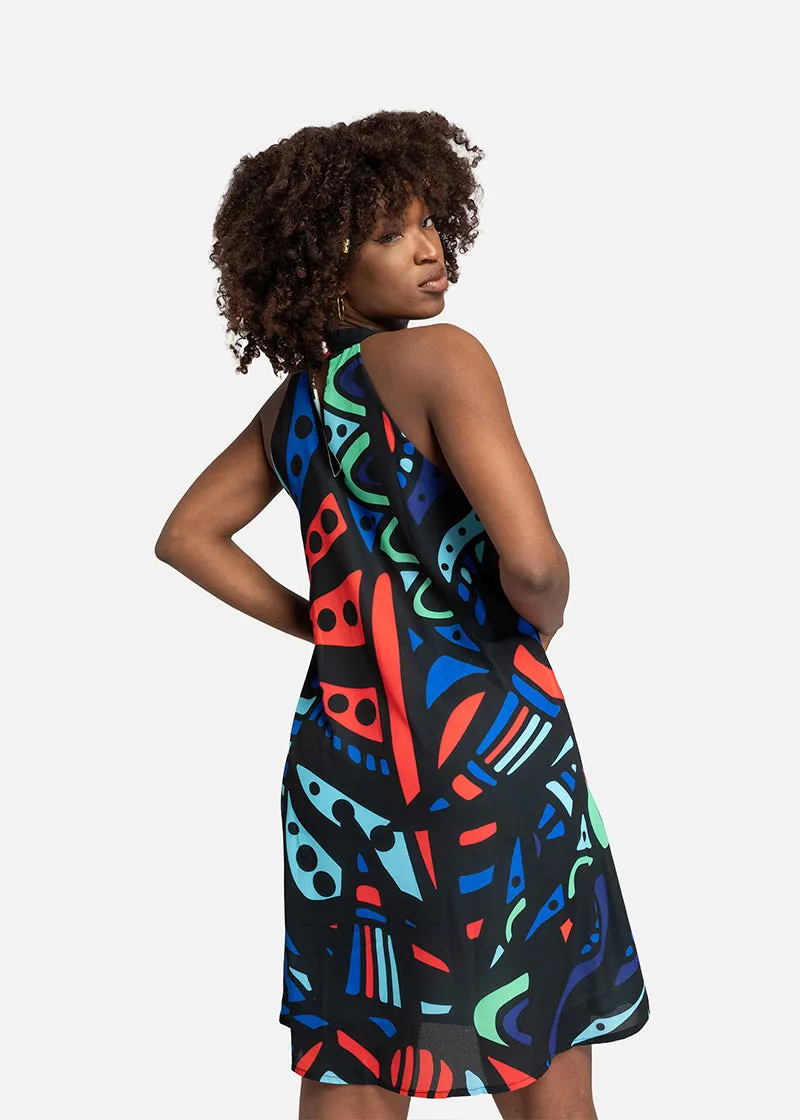 Amara African Print Halter Dress