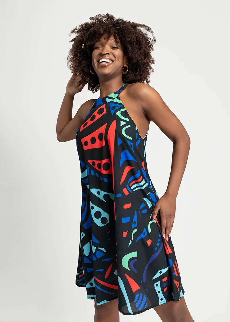 Amara African Print Halter Dress