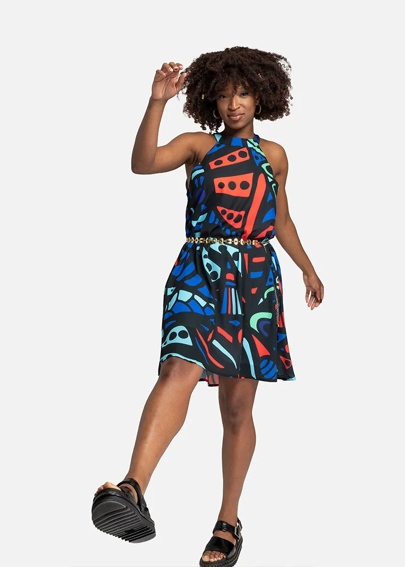 Amara African Print Halter Dress