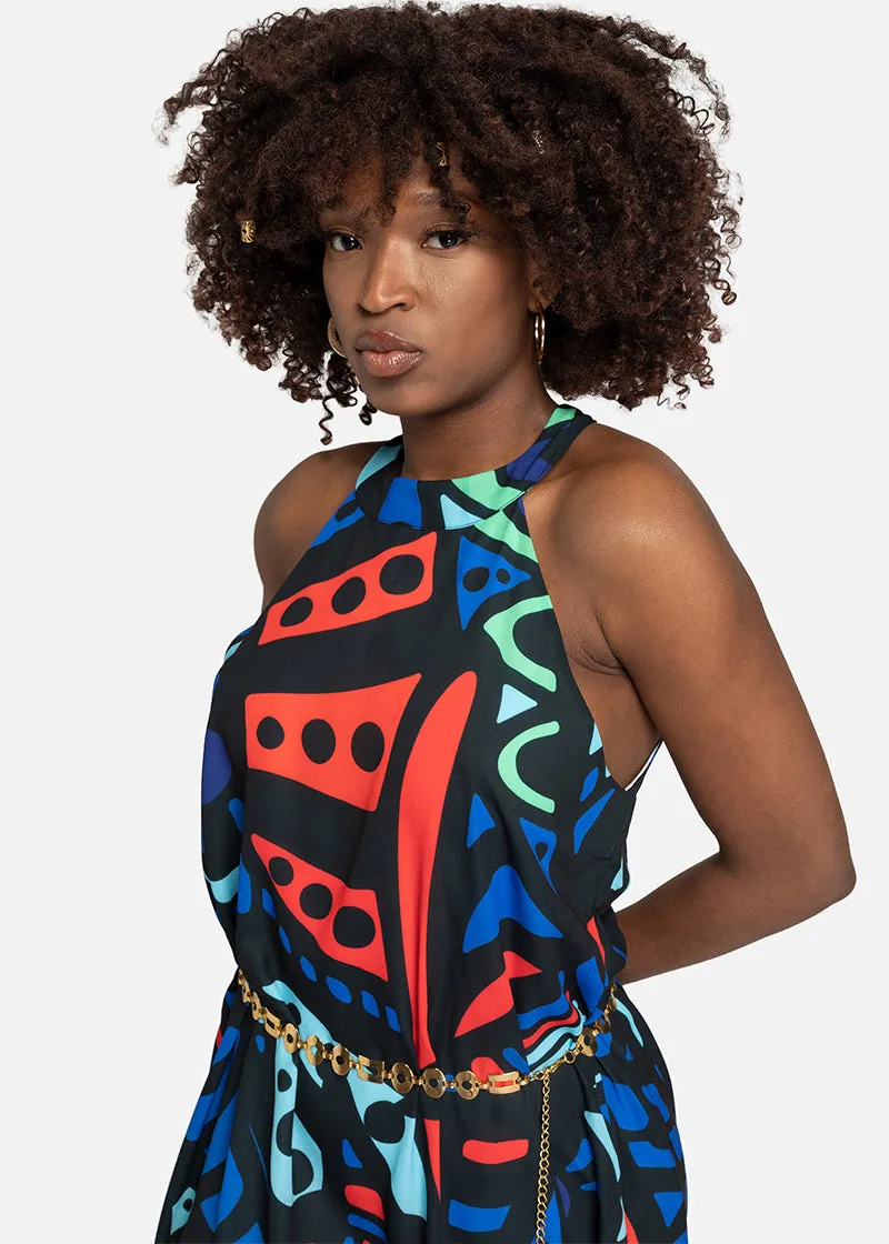 Amara African Print Halter Dress