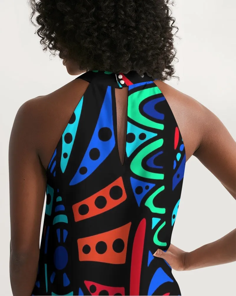 Amara African Print Halter Dress