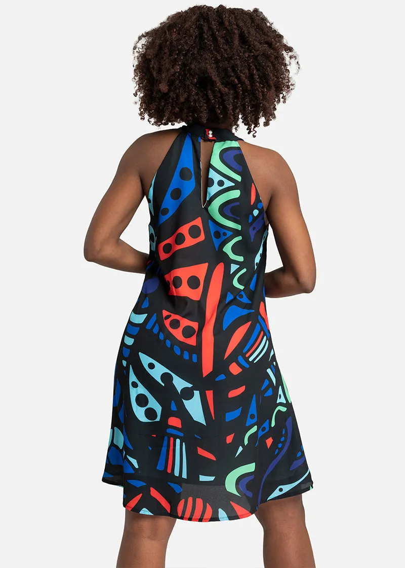 Amara African Print Halter Dress