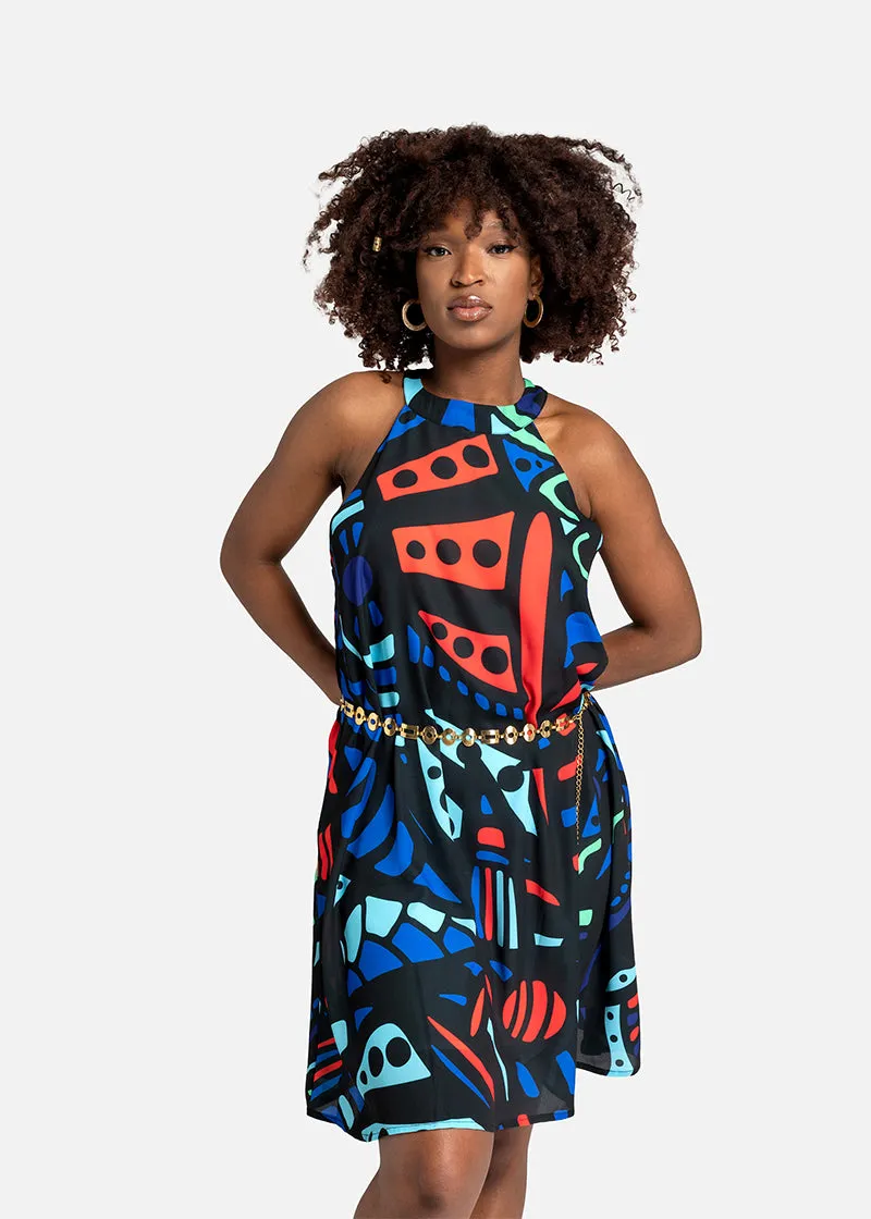 Amara African Print Halter Dress