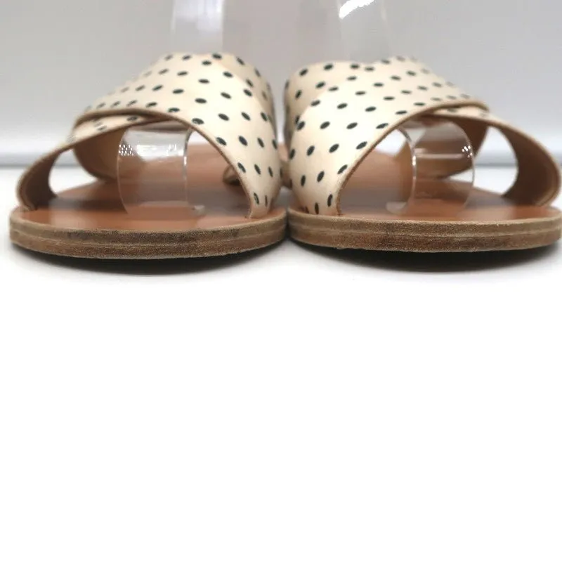 Ancient Greek Sandals Thais Crisscross Slides Cream Polka Dot Satin Size 38