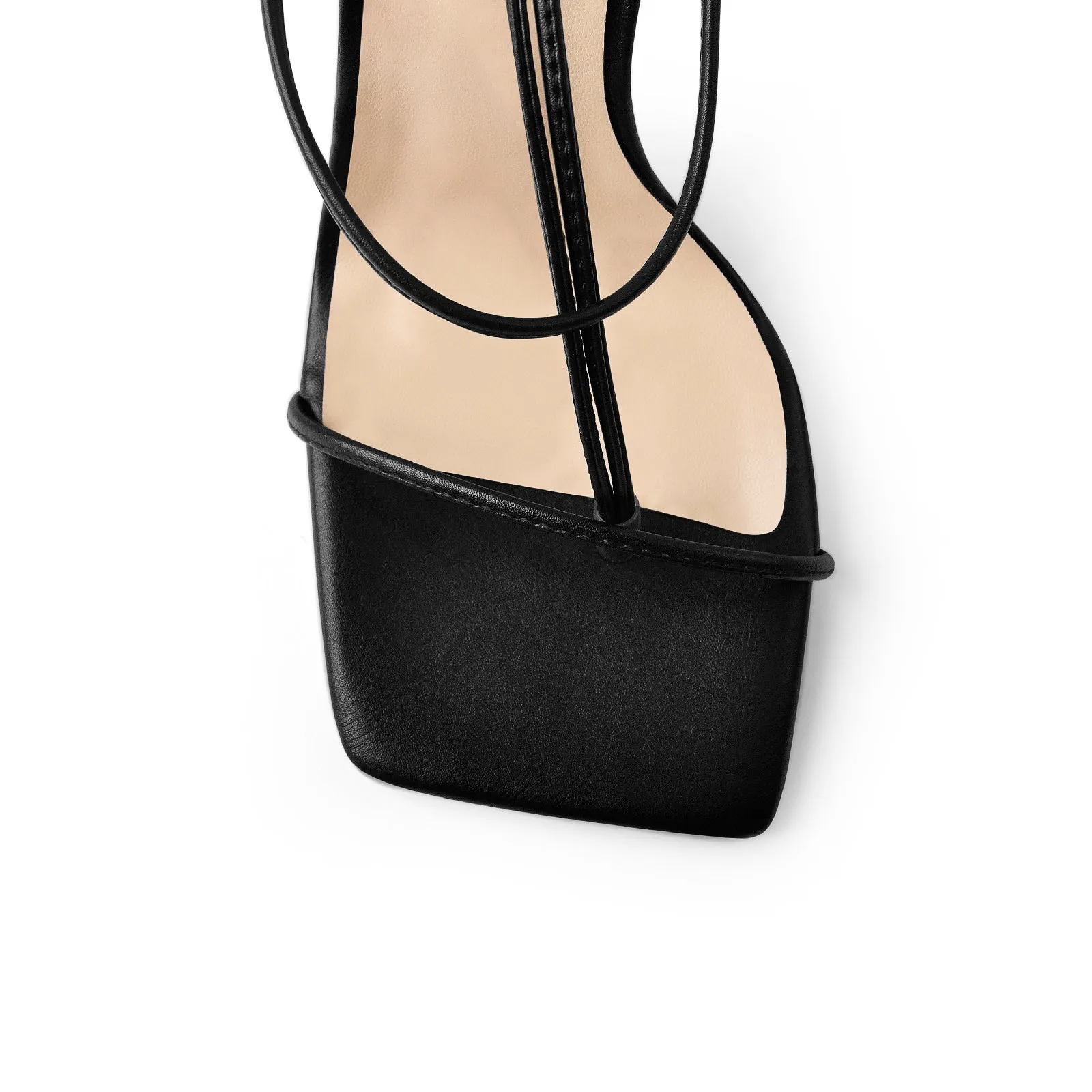 Ankle Strap Square Toe Chunky Heels Sandals