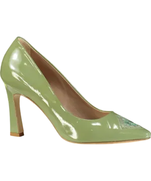 ATANA Green Fiorellini Pump In Semi-patent Leather UK 5 EU 38 👠
