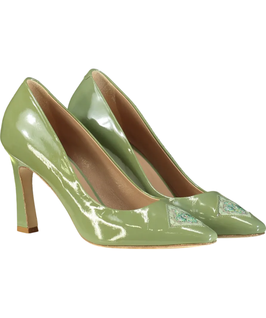 ATANA Green Fiorellini Pump In Semi-patent Leather UK 5 EU 38 👠