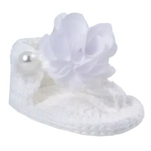 Baby Deer White Crochet Flower Thong Newborn Girls Sandals Crib Shoes Newborn to 3 Months