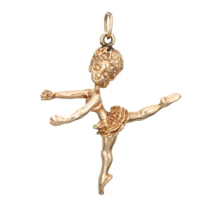 Ballerina Charm Vintage 14k Yellow Gold Ballet Dancing Jewelry Estate Fine