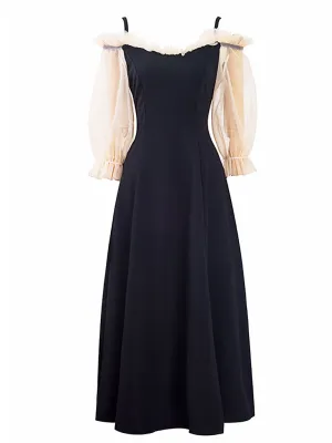 Ballet Cold Shoulder Vintage Little Black Dress