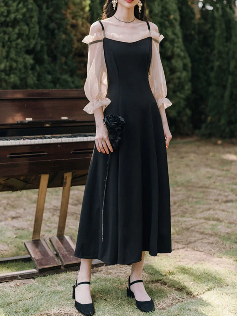 Ballet Cold Shoulder Vintage Little Black Dress