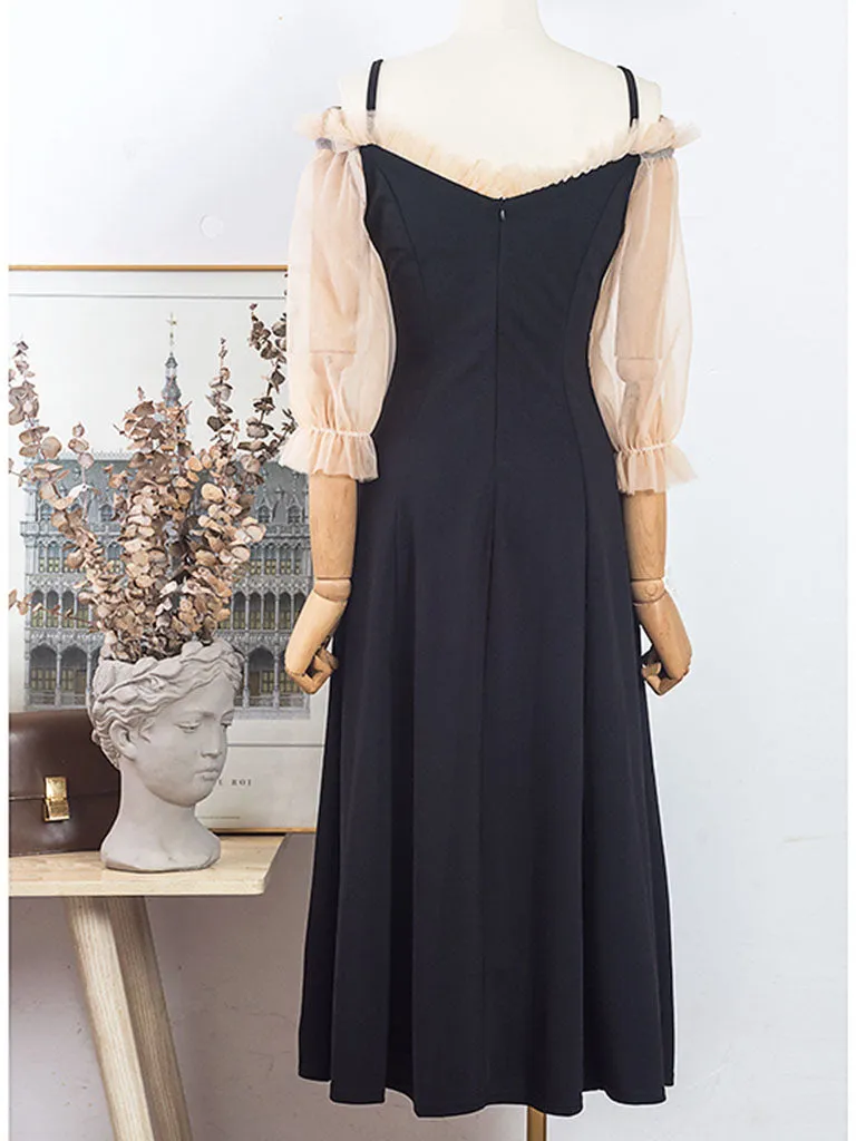 Ballet Cold Shoulder Vintage Little Black Dress
