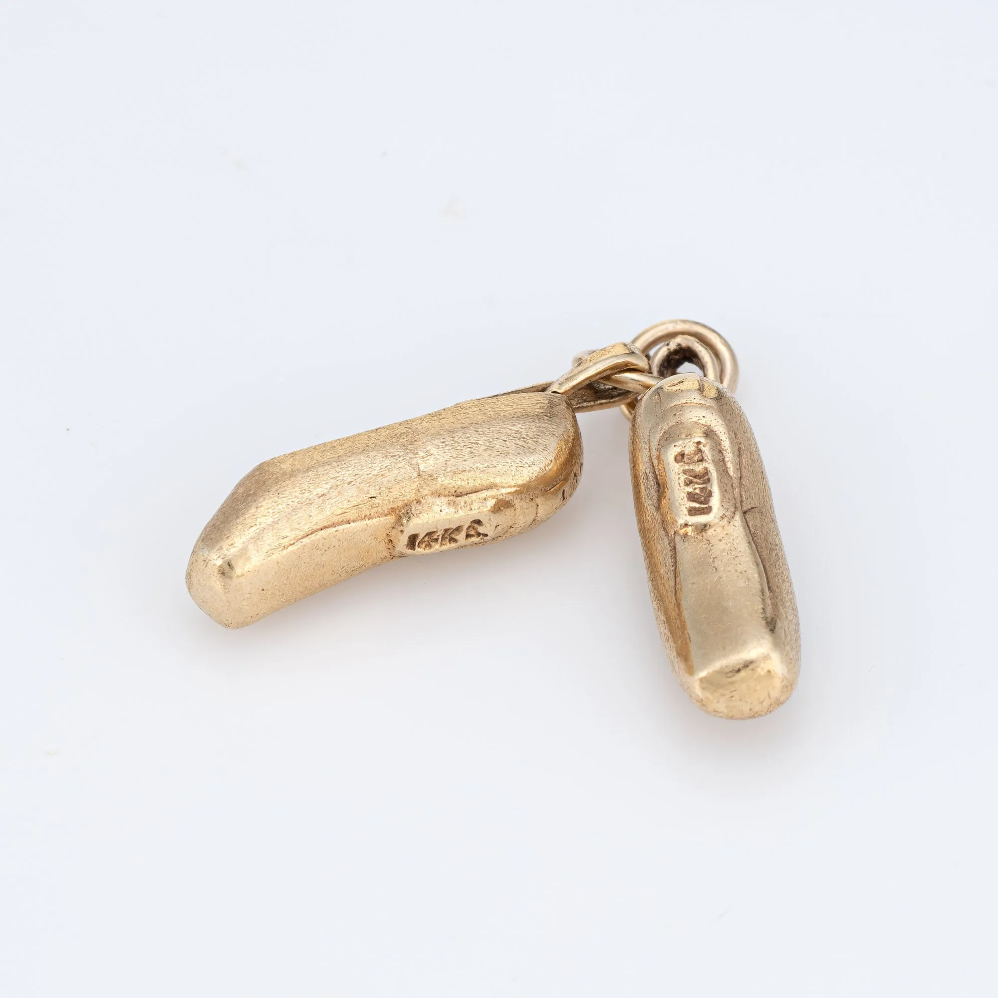 Ballet Slippers Charm Vintage 14k Yellow Gold Pendant Fine Jewelry Shoes