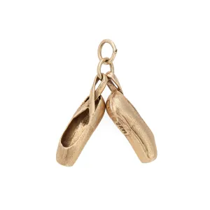 Ballet Slippers Charm Vintage 14k Yellow Gold Pendant Fine Jewelry Shoes
