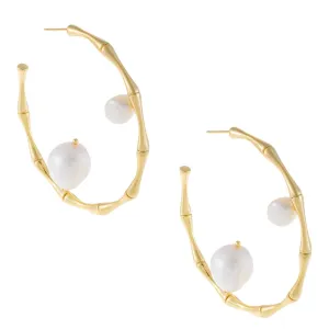 Bamboo Pearl Hoop Earring
