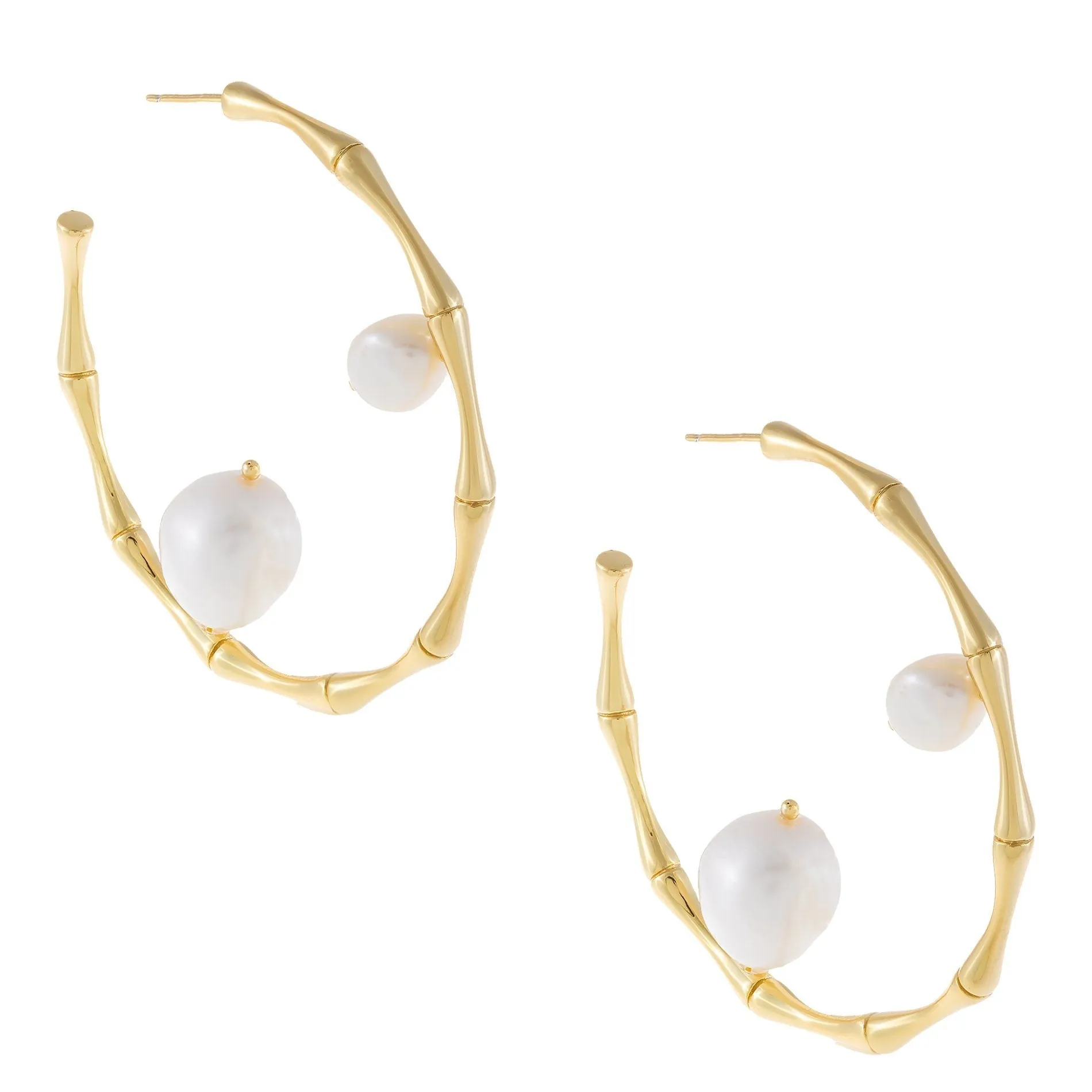 Bamboo Pearl Hoop Earring