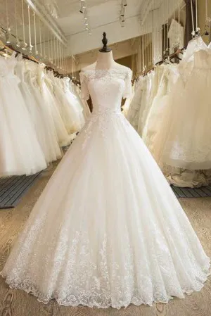 Beautiful Ball Gown Floor-length Off-the-shoulder Bridal Gown Wedding Dresses with Appliques OHD136