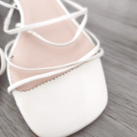 BEAUTIFUL! J CREW Sardinia White Size 8 Strapped Heels Sandals Used