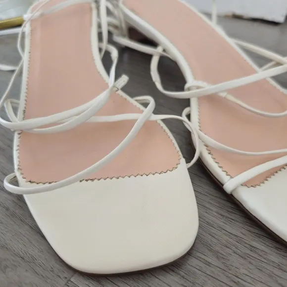 BEAUTIFUL! J CREW Sardinia White Size 8 Strapped Heels Sandals Used