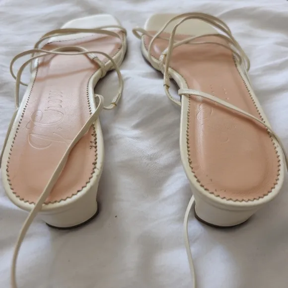 BEAUTIFUL! J CREW Sardinia White Size 8 Strapped Heels Sandals Used
