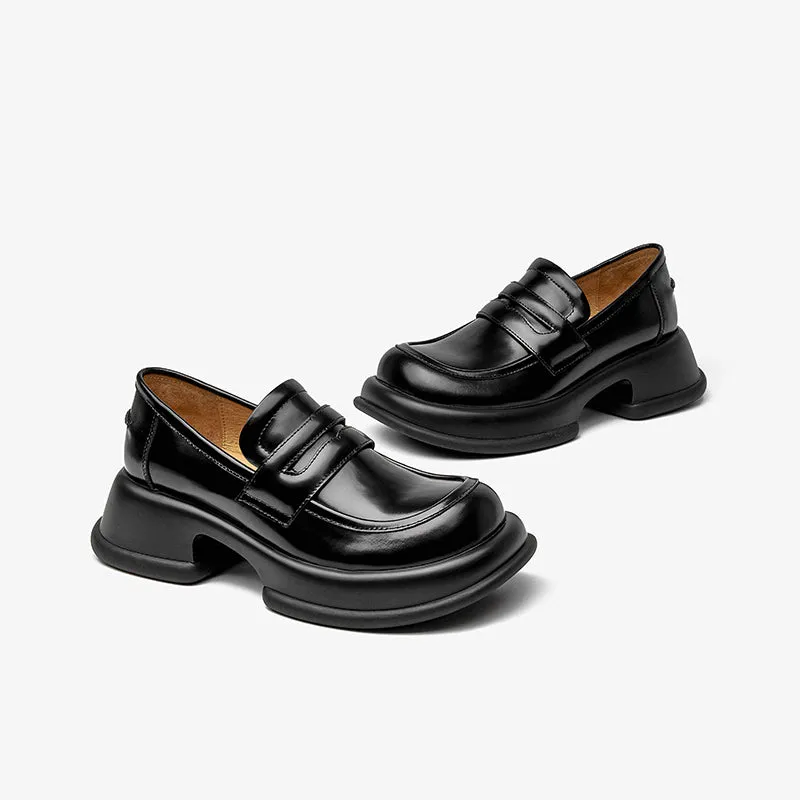 BeauToday Chunky Sole Solid Color Penny Loafers for Women