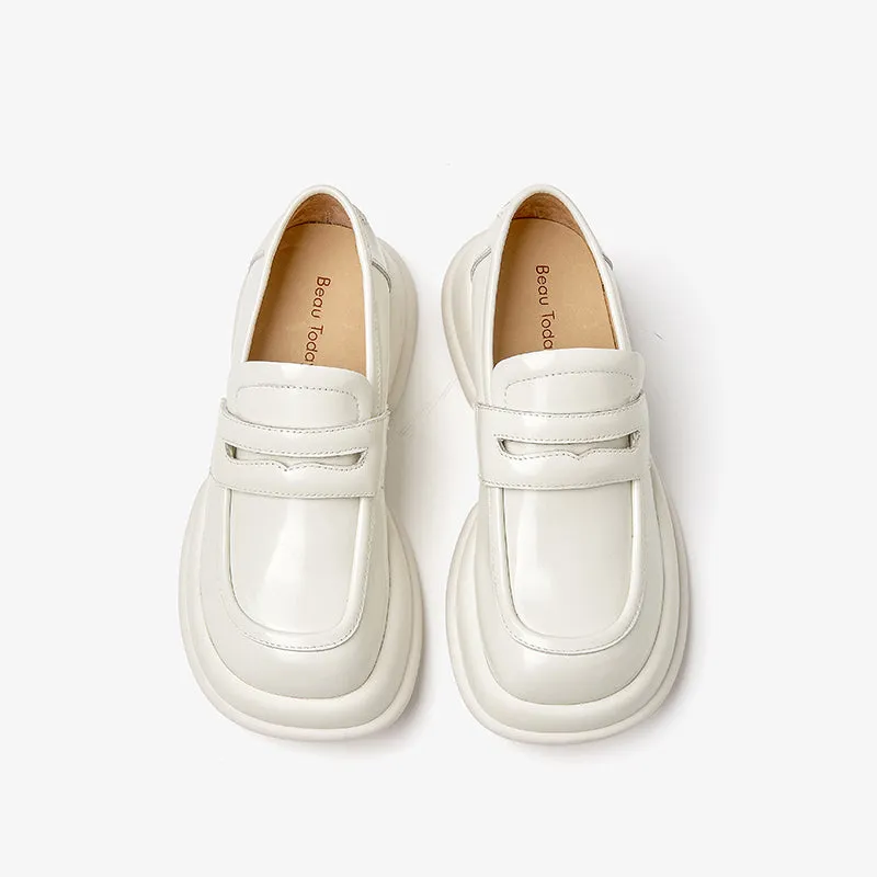 BeauToday Chunky Sole Solid Color Penny Loafers for Women