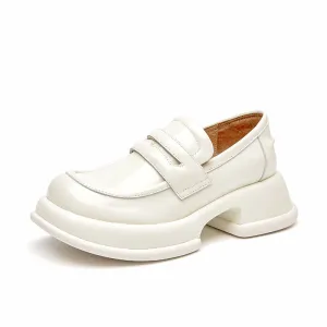 BeauToday Chunky Sole Solid Color Penny Loafers for Women